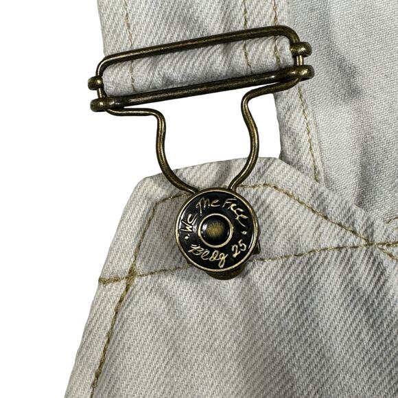 Free People SZ 8 Sunkissed Jean Overalls Zip-Front Frayed Hems Beige We the Free - Picture 4 of 12